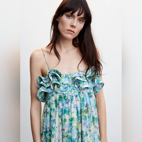 MANGO Floral ruffled dress - Picture 5 of 8